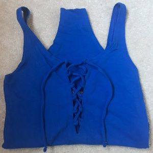 Blue lace up topshop bodysuit